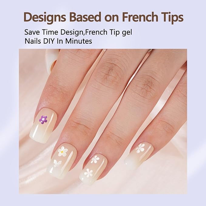 Misssix Ombre Gel Nail Tips, 160Pcs White Gradient Press on Nails Short Square, No Need to File Tips Pre-lasting, Fake Nails for Nail Art DIY 16 Sizes