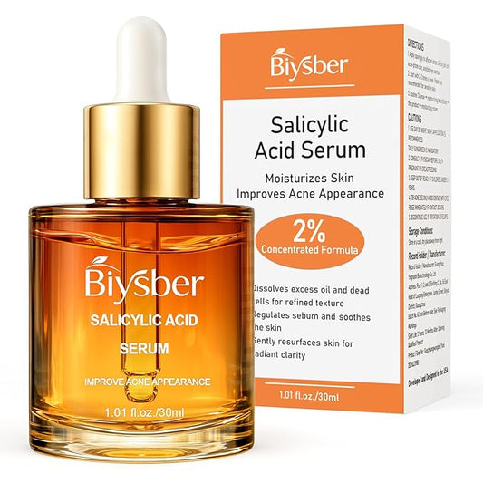 Salicylic Acid 2% Serum Solution for Face: Gently Exfoliating Facial Serum for Acne,Blackhead & Open Pores & Reduces Excess Oil - Hydrating& Soothing Skin Care Serum for Acne Prone&Oily Skin