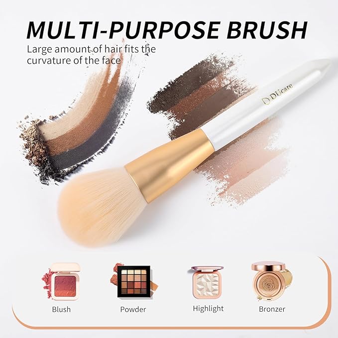 DUcare Tapered Blush Brush for Cheeks - Pointed Powder Brush for Light Application, Multi-Purpose Makeup Brushes Perfect for Highlighting, Defining, Sculpting, and Contouring
