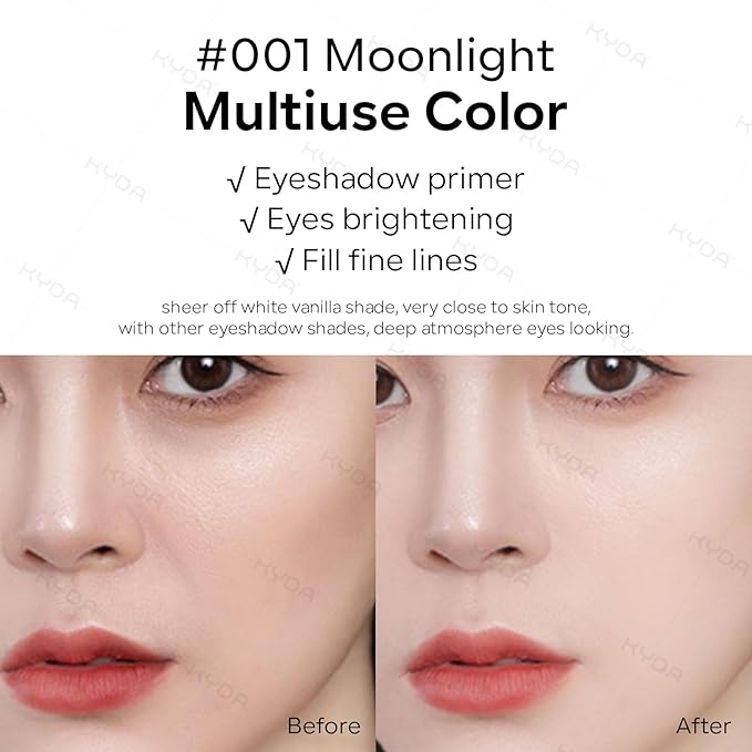 KYDA Single Matte Eyeshadow - Sheer Off White Vanilla, Ultra-fine Lightweight Powder, Brightening Primer, Multiuse Blendable Eyes Makeup, Moonlight