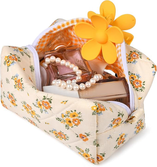 Soidram floral makeup bag quilted