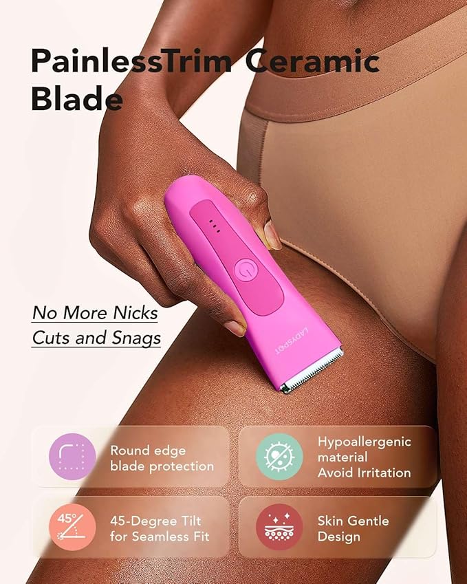 LADYSPOT™ Hair Shaver for Women, Shaving Sets with 3 Gurad and Replaceable Ceramic Blade Heads, No Nick, No Cut, No Razor Burn, Waterproof Wet/Dry, 90 Minutes Shaving (Women-Rosered-Version)