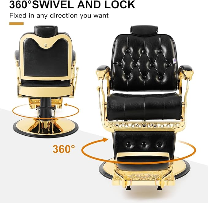 Artist hand Barber Chair Salon Chair Spa Equipment Vintage Heavy Duty Barber Chair(Gold)