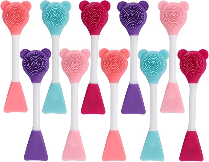 Tbestmax Manual Facial Brush Skin Cleansing Cleaner, Silicone Facial Scrubber, 2-in-1 Skin Care Face Wash for Deep Pore Exfoliation Massaging 10 Pcs
