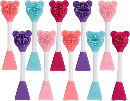 Tbestmax Manual Facial Brush Skin Cleansing Cleaner, Silicone Facial Scrubber, 2-in-1 Skin Care Face Wash for Deep Pore Exfoliation Massaging 10 Pcs