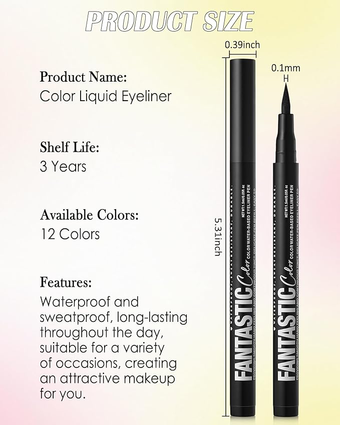 Green Matte Liquid Eyeliner Pencil, Colorful High Pigmented Waterline Eye liner Waterproof Pen, Bright Colored Smudgeproof Long Lasting Eyeliner Pen Christmas Party Festival Makeup Gift for Women-03