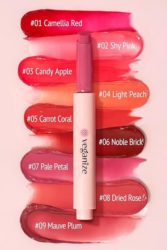 Veganize Collagen Lip Glass Balm | Hydrating Lip Balm in 9 Vibrant Colors | Moisturizing Lip Care Infused with Collagen Jelly Magic | No Animal Trial Lip Balm 0.06 oz (N0. 4 Light Peach)