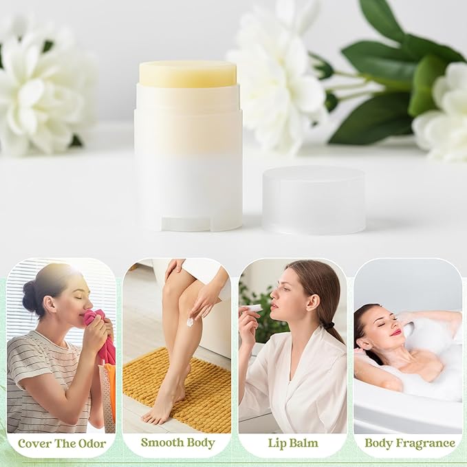 30 Pack 30ml/1oz Empty Deodorant Containers, Bottom Filling, Transparent Plastic Oval Refillable Deodorant Containers Twist up Oval Lip Balm Tube for DIY Deodorants Lipstick Crayon Lotion