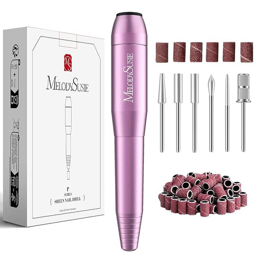 MelodySusie Electric USB Nail Drill Machine,PC120I Portable Electric Nail File Efile Set for Acrylic Gel Nails, Manicure Pedicure Tool with Nail Drill Bits Sanding Bands (Purple)