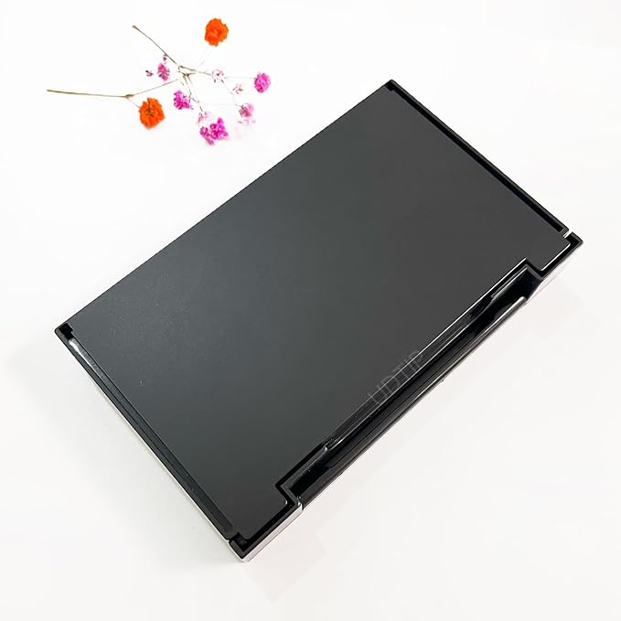 2-layer empty magnetic makeup palette with mirror, includes 20 adhesive metal sticker for storing eyeshadow or cosmetics. Compact and portable design measuring 4.88 x 2.99 inches, Black