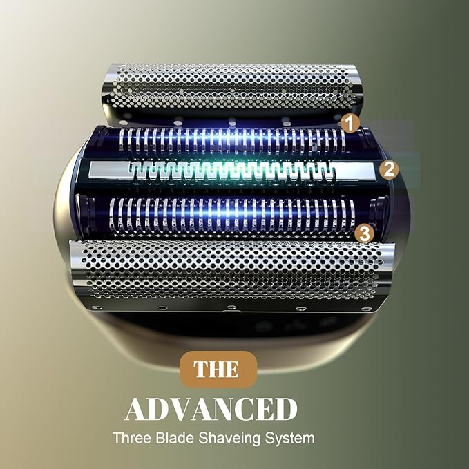 Electric Foil Shaver for Men: Portable Electric Razor for Beard/Face - 3 Floating Blade LED Display USB-C Fast Rechargeable - IPX7 Waterproof for Travel & Home - Brown