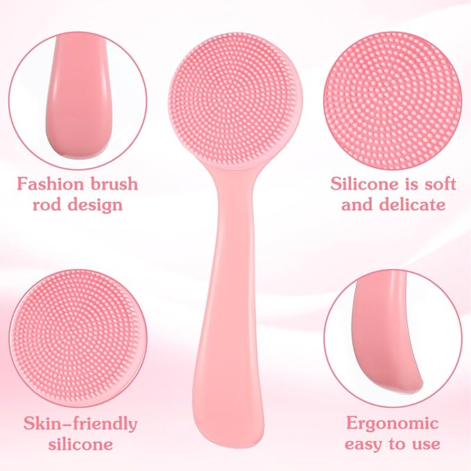 3 Pack Face Brush Silicone Facial Cleansing Brush, Manual Face Scrub Brush Skin Friendly Soft Facial Brushes Waterproof Exfoliating Brush Face Cleaner Brush for Women, Makeup Residues Removal