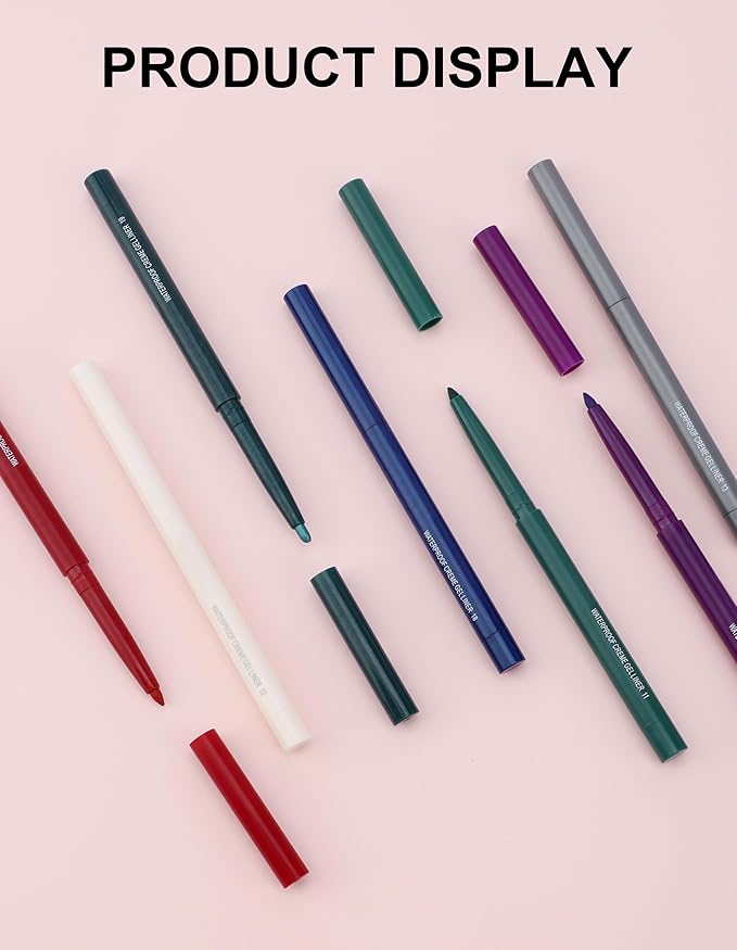 4PCS Dark Red Eyeliner Pencil, Eye Liner Pencils, Waterproof Smudge Proof Long-lasting, High-Pigmented Colorful Eye Liner Pencils, Retractable Eyeliner