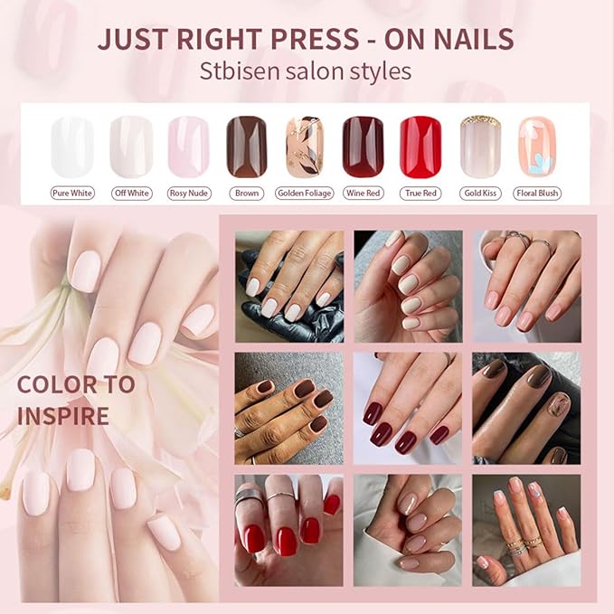 Wine Red Soft Gel Press On Nails Short Square – 30PCS Burgundy Glossy Reusable Fake Nails, Solid Color Classy False Nails, Salon Gel Look, Red Press On Nails for Women
