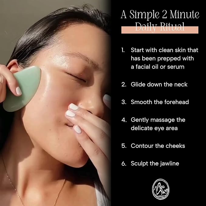 Mount Lai Jade Gua Sha Facial Tool – The Stone of Eternal Youth – 100% Genuine Jade Stone Face Sculpting Tool for Lymphatic Drainage, Puffiness Reduction & Timeless Radiance