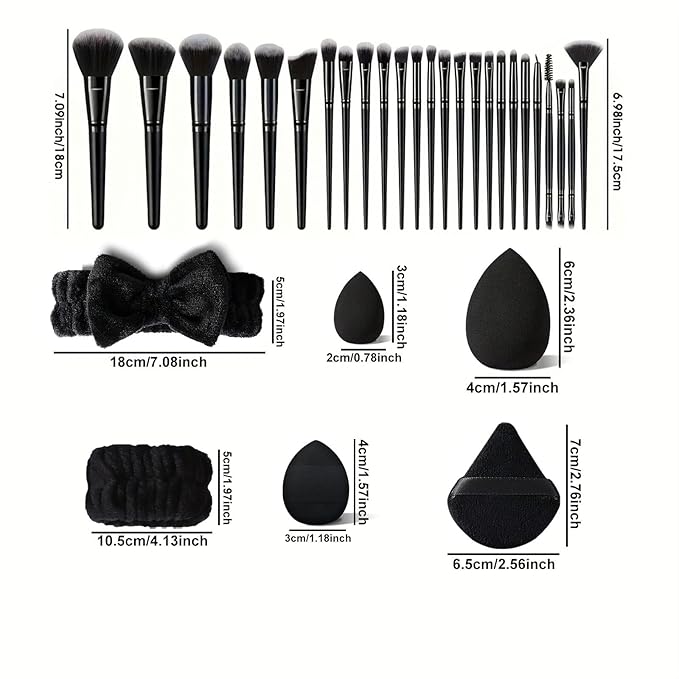 36Pcs Black Makeup Brushes Set Professional Makeup Kit Multi-functional Makeup Tool Set with Facial Makeup Accessories, Foundation Makeup Brush Kit Eye and Face Make up Brushes & Tools