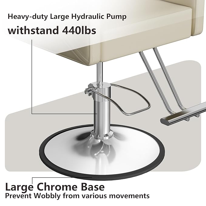 Barber Chairs for Hair Stylist, Height Adjustable Hydraulic Hair Reclining Salon Chair, 360 Degrees Rotation, Multi-Function Shampoo Chair for Salon Home Barbershop, Black (Beige-Sliver)