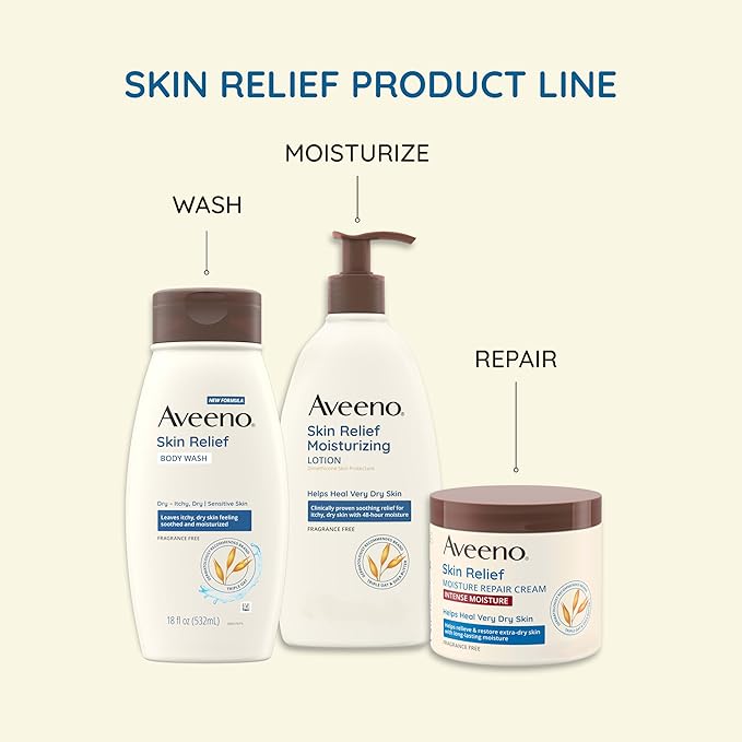 Aveeno Skin Relief Body Wash Fragrance-Free + Triple Oat Formula, Gentle Daily Cleanser for Sensitive Skin Leaves Itchy, Dry Skin Feeling Soothed & Moisturized, Body Wash Refill, 36 fl. oz