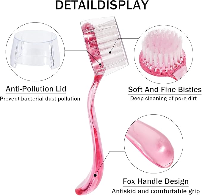 4 Colors Facial Cleansing Brush, Beomeen 8 Pack Face Scrubber Exfoliating Brush Face Wash Scrub Exfoliator for Skin Care, Makeup Removal (Blue, Pink, Purple, Clear)