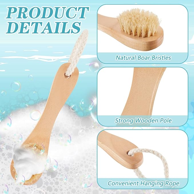 Nuanchu 6 Pcs Wooden Face Cleaning Brush Facial Exfoliator Brush Dry Scrubber Natural Bristles for Face Care Scrubber Exfoliator Wood Handle Facial Cleanser Tool to Unclog Pore