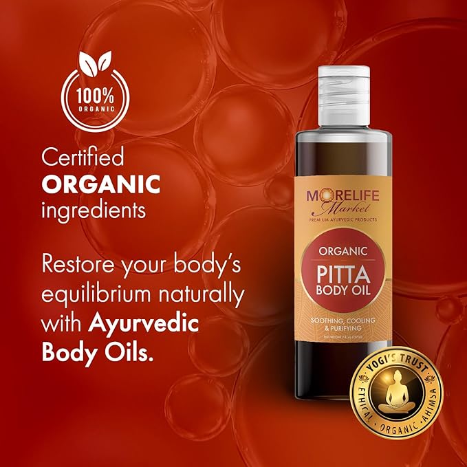 Pitta Body Oil | Premium Ayurvedic Massage Oil with Organic Neem, Chamomile, Lavender & Cooling Herbs for Sensitive Skin | Soothing & Purifying Daily Ritual – 7 oz Bottle