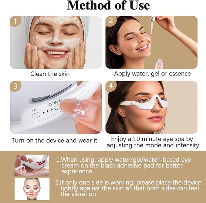 Under Eye Red Light Therapy Glasses Micro Vibration Eyelift Device Red Light Therapy for Relieve undereye Bags Fatigue Dark Circles Wrinkles Puffiness for Women and Men