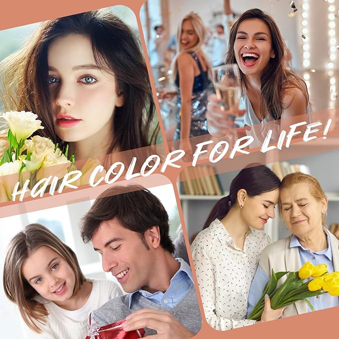 Natural Chestnut Brown Hair Dye Shampoo, 3-IN-1 Hair Color Shampoo for Men Women, Brown Hair Dye Colors in Minutes for All Hair Types 16.9 Fl Oz (Chestnut brown)