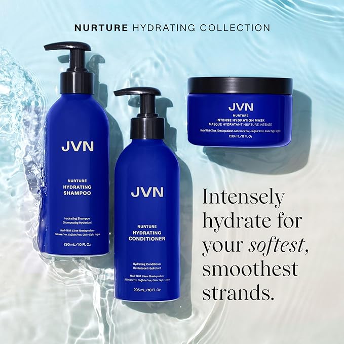 JVN Nurture Hydrating Shampoo and Conditioner Set, 20 Fl Oz, Detangles & Softens Hair, Moisture and Deeply Nourishing, Color Safe Hair Care for Women and Men, Silicone and Sulfate Free