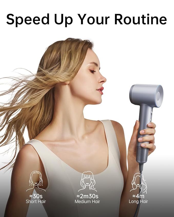 Laifen Swift Special Hair Dryer, High Speed 200M Ionic Blow Dryer with 110, 000 RPM Brushless Motor for Fast Drying, Low Noise, Hairdryer with Magnetic Nozzles