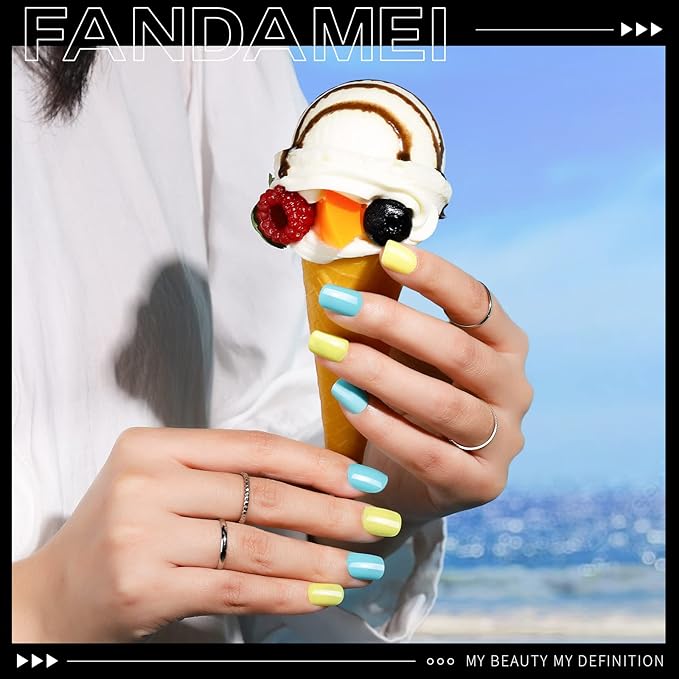 FANDAMEI Press on Nails Short, 24 Packs 576PCS Short Round Press on Nails, 24 Glossy Color Small Fake Glue on Nails with 7g Nail Glue, 24 Color False Nail for Small Nails and hands