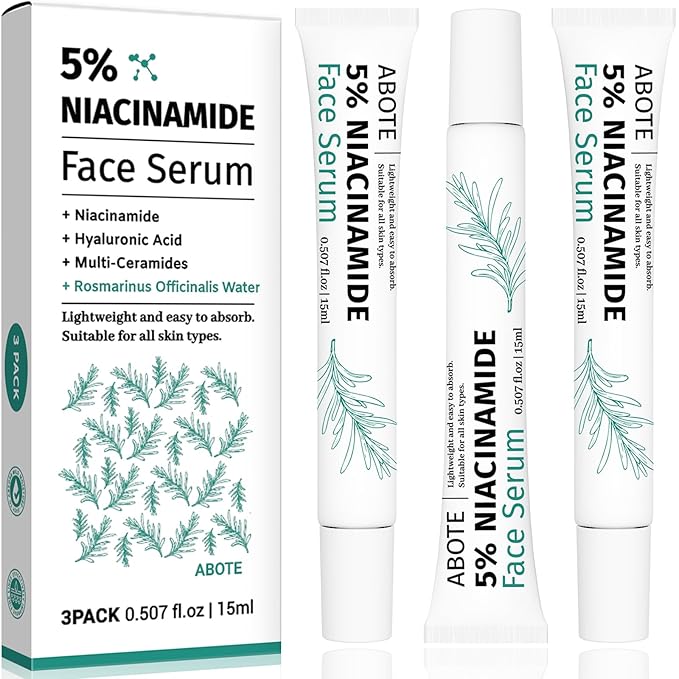 Travel Skincare 5% Niacinamide Serum with 4% Rosemary Extracts - Deep Hydration, Soothes Skin, Enhances Elasticity (3Pack 0.507 fl.oz | 15ml)