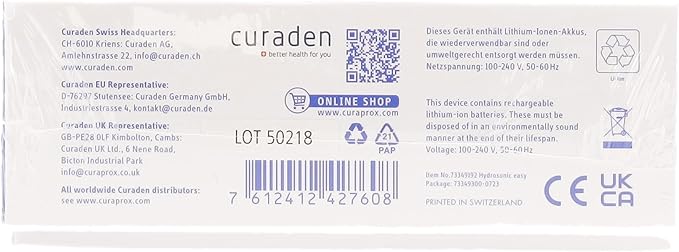 Curaprox Hydrosonic Easy Electric Toothbrush with Charger and Travel Case