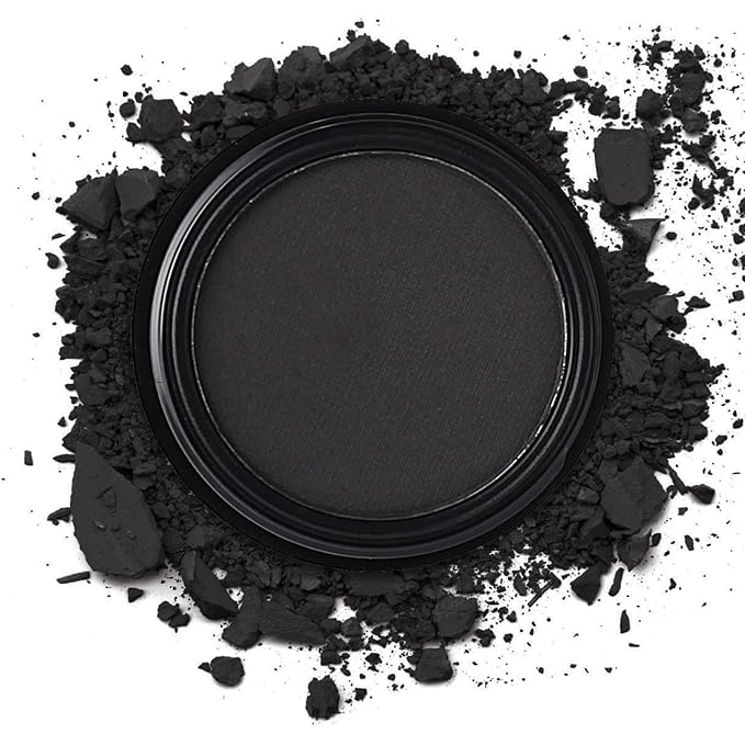 MEICOLY Black Single Eyeshadow for Elphaba Makeup,Pressed Powder Matte Eye shadow,Ash Eye Black Special Effects Powder,Opaque Vegan Cruelty Free Eyeshadow for Halloween Goth Gothic Skull Makeup