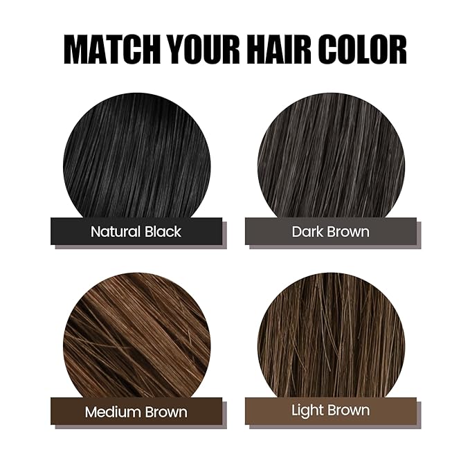 VOLLUCK Hair Thickening Fibers Spray, Temporary Colored Hair Thickener for Root Touch Up Spray, Grey Coverage Root Concealer for Women & Men, | Volumizing & Thickening | Black