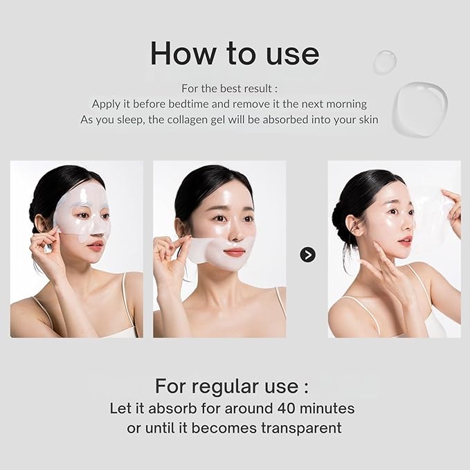 Vegan Mucin Lifting Hydrogel Collagen Face Mask 15ea Ultimate Hydration, Improves Skin Texture, Soothing, Elasticity, Glowing Skin, Reduces Fine Lines & Wrinkles, Made in Korea OHMYPURE (15, Vegan)