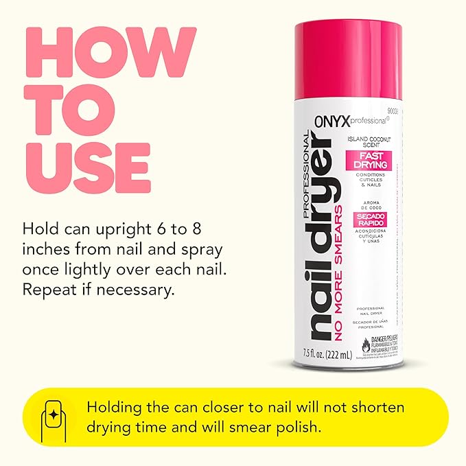 Onyx Professional Nail Polish Dryer, 7.5 oz - Rapid Drying, Fast Drying Spray, Salon Style Results Nail Dryer