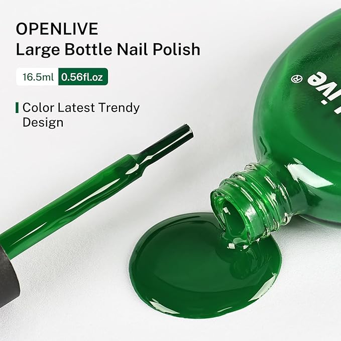 16.5ml Dark Green Nail Polish Large Volume Quick Dry Nail Polish, Long Lasting Shine, Fingernail Toenail Nail Art DIY Home Travel Nail Art Gift