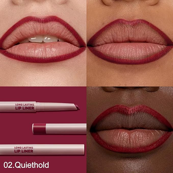 Erinde Long-Lasting Lip Liner Pencil, 2-in-1 Matte Lipliner Pencil for Sculpting & Filling, Rich Color Creamy Waterproof Lip Liner Crayon, Lip Contour Tint Makeup, Vegan & Cruelty-Free, 02 Rose Red