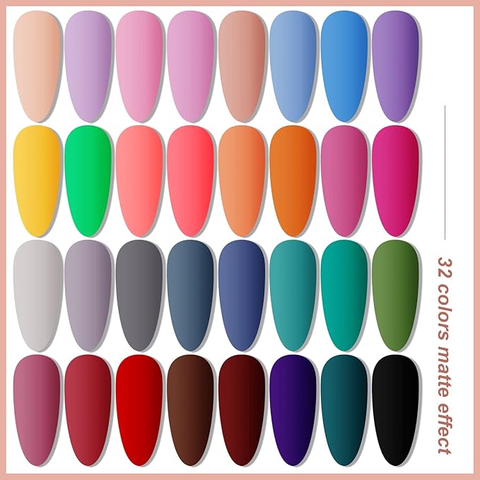 JODSONE Gel Nail Polish Kit with U V Light 32 Color Soak Off Base&Top Glitter Coat Gel Polish for DIY Manicure Lovers
