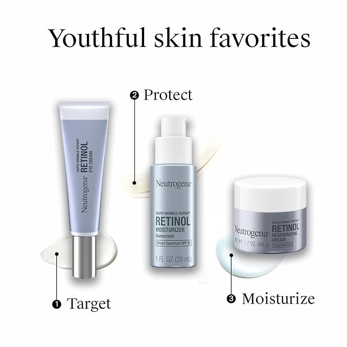Neutrogena Rapid Wrinkle Repair Retinol Face Moisturizer with SPF 30 Sunscreen, Daily Anti-Aging Face Cream with Retinol & Hyaluronic Acid to Fight Fine Lines, Wrinkles, & Dark Spots, 1 fl. oz