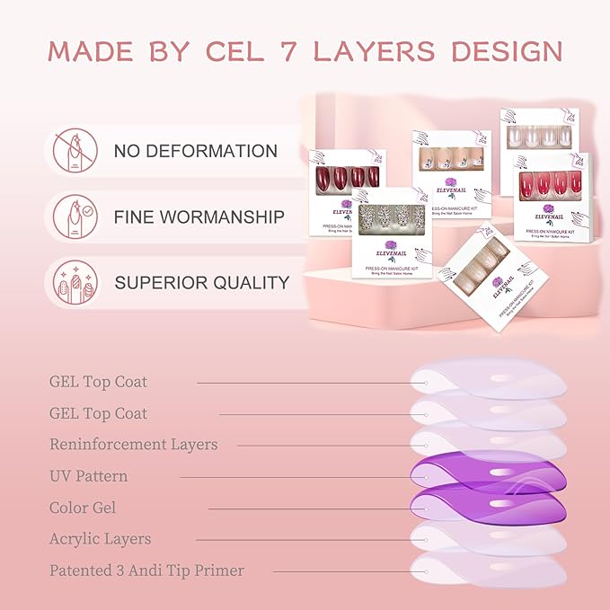 Glossy Deep Cherry Red Fake Nails Long Ballerina Coffin Press on False Nails Manicure Nail Tips Set for Women Girls Finger Wearable