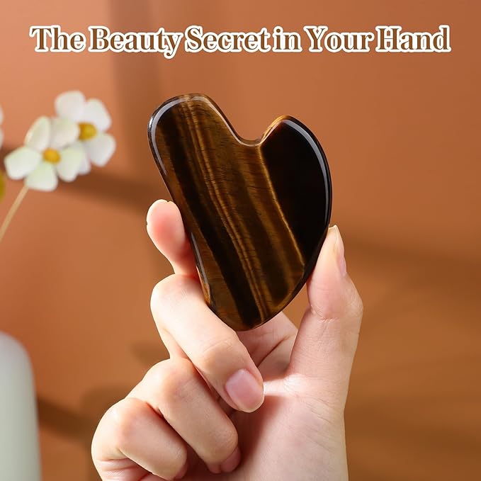 rosenice Gua Sha Facial Tools Gua Sha Jade Stone for Face Skincare Facial Body Tensions Reduce Puffiness Yellow