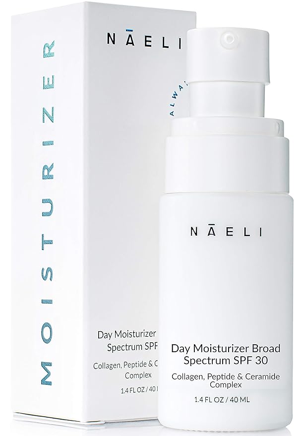 NAELI Face Moisturizer with SPF 30, Anti Aging Collagen & Peptide Cream, Reduces Wrinkles - Lightweight Skin Hydration with Hyaluronic Acid, Paraben Free & Non-Comedogenic Sunscreen, 1.4 oz