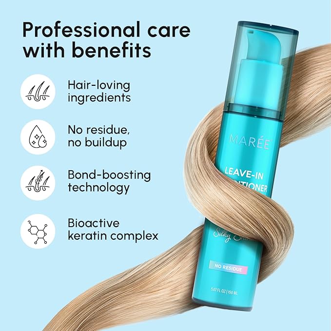 MAREE Leave In Conditioner for Dry Damaged Hair - Leave In Conditioner for Curly Hair - Care for Women & Men with Keratin & Argan Oil - Fine Spray Alternative Moisturizer - Acondicionador Para Cabello