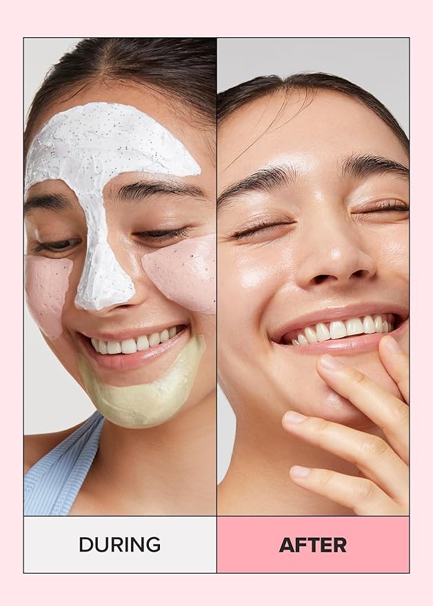 I DEW CARE Mini Scoops Wash Off Face Mask Skin Care Trio + Brown Bear Spa and Makeup Headband + Soft Silicone Face Mask Brush Bundle