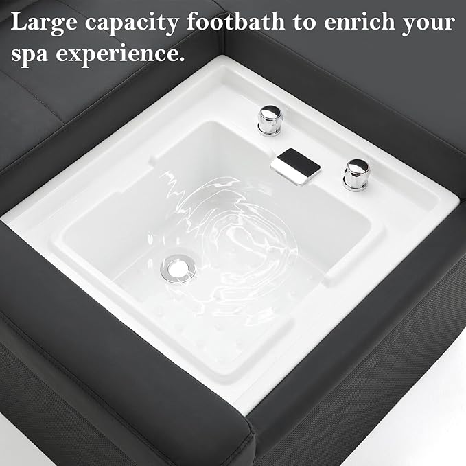 Massage Bed with Shampoo Bowl - Professional Head Spa Equipment for Beauty Salons, Adjustable Backwash Unit with Foot Bath Function, Beauty Bed, Black