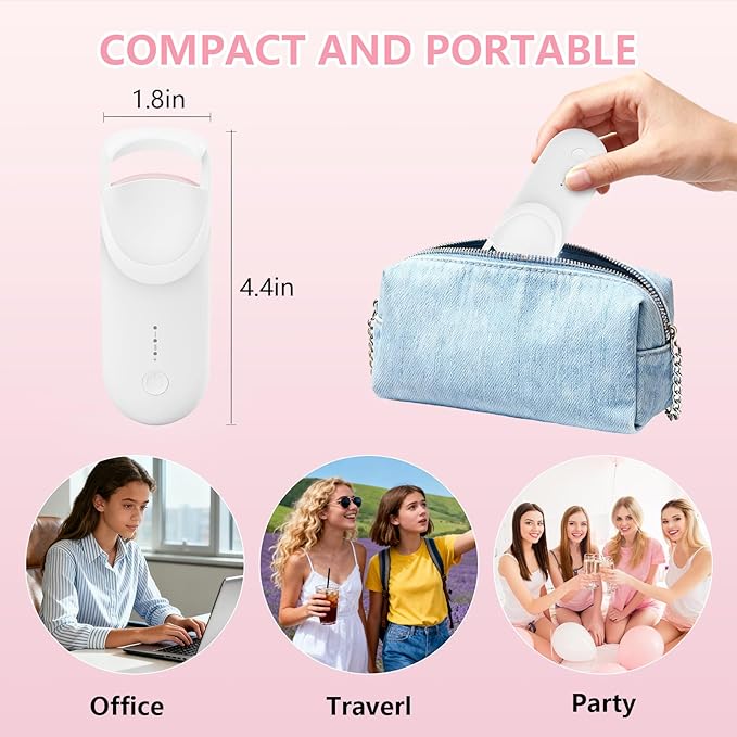 Heated Eyelash Curler, Electric Eyelash Curler with 2-Temp Modes & Type-C Charging, 8s Fast Heat 3s Style 24H Lift for Long-Lasting Natural Effortless Curls, Mini Heated Lash Curler for Women(White)