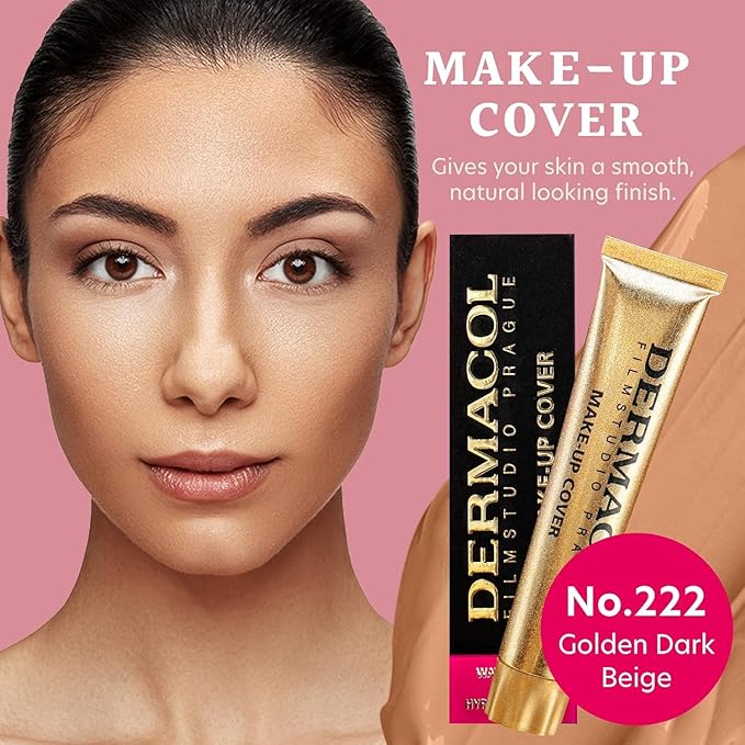 Dermacol - Full Coverage Foundation, Liquid Matte Makeup with SPF 30, Waterproof, for Oily Skin, Acne, & Under Eye Bags, Long-Lasting Makeup Products, 30g, Shade 222