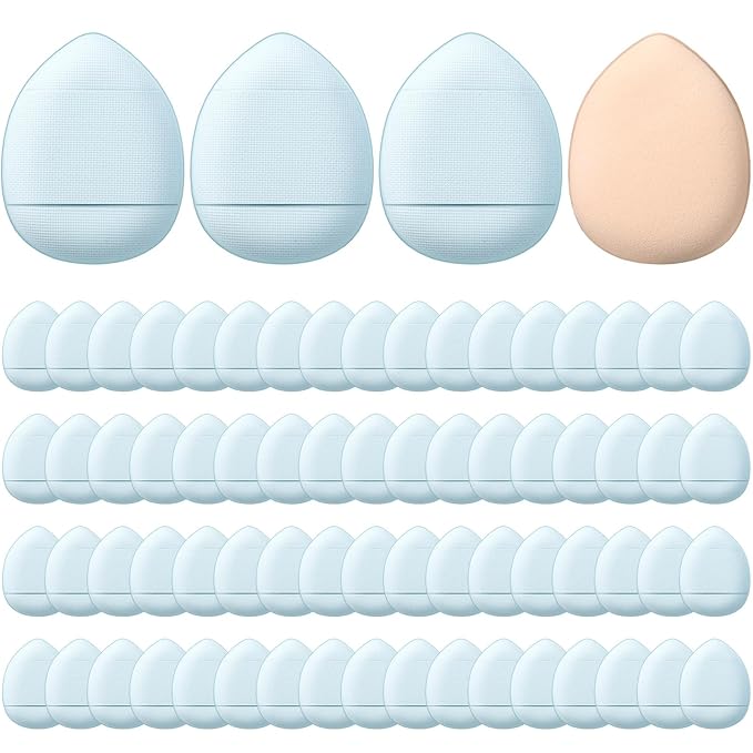 Gerrii 72 Pcs Finger Powder Puff Mini Makeup Sponge Soft Beauty Makeup Blender Puff for Foundation, Face Powder, Under Eye Setting, Concealer, Repair Cream, Cosmetic Tool(Blue)