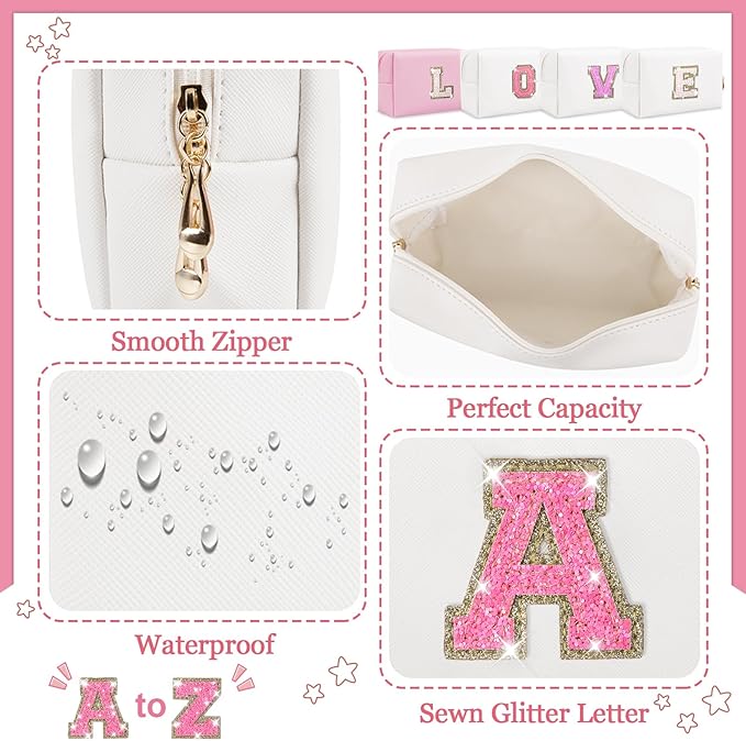 Personalized initial letter makeup bag,